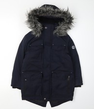 Lola & Maverick Girls Blue Hooded Parka Coat Size 7 Years