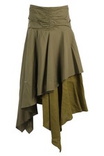 LOEWE GREEN COTTON MIDI SKIRT