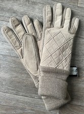 Vintage Debenhams Gloves Suede Leather Beige Brown Scotchgard Size Large