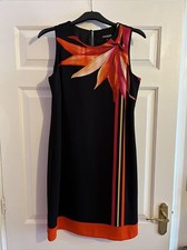 Debenhams Collection Shift Dress 10 Black Orange Pink Colour Block 