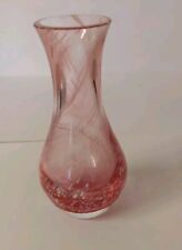Vintage Scottish Caithness Handblown Glass Pink & White Swirl Bud Vase VGC