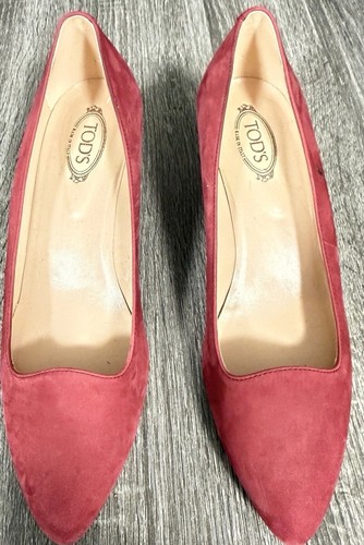 Tod red suede wedge - red,