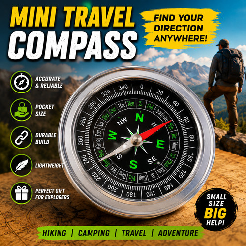 Mini brass pocket compass - brass,