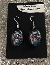 SILVER 925 DEMON SLAYER EARRINGS ANIME JEWELLERY COSPLAY GIFT FOR HER