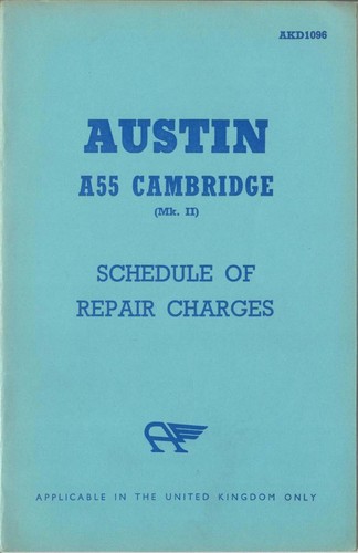 Austin a55 schedule of - austin, 2