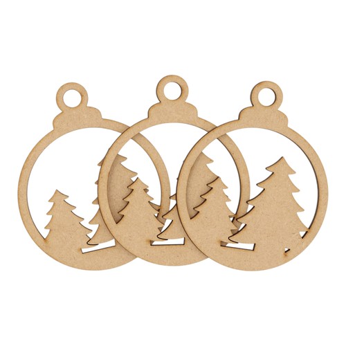 Wooden mdf christmas bauble - wooden,