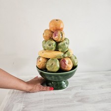Vtg Majolica Pottery Fruit Topiary Centrepiece Portugal Pyramid Pedestal Bowl 12