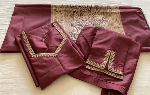Maroon gold indian 3 piece - &,