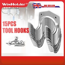 15pk Tool Hooks & Screws | Garage Garden Shed Wall Bike Hanging Storage Utility