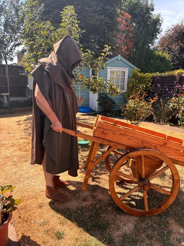 Brown medieval robe and hood - medieval, hood-