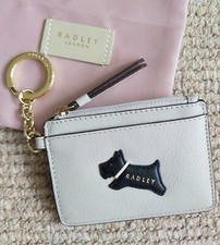 RADLEY Stone Grey Zipped Jumping Dog CARD HOLDER Cardholder & KEYRING Rad2