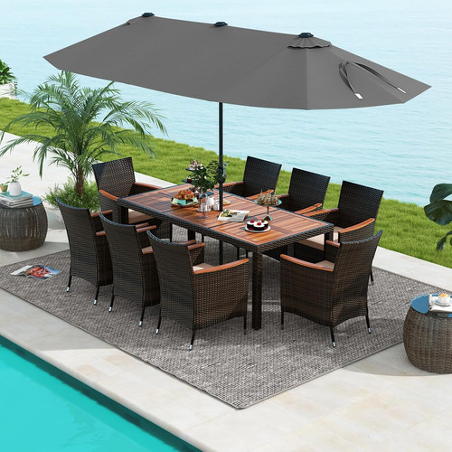 Piece rattan dining set - dining,