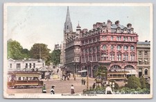 Bournemouth The Square Postcard 1900s Trams Posted KEVII Stamp Dorset