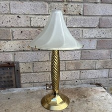 Vintage Partylite Lexington Solid Brass Candle Lamp With Frosted Glass Shade 