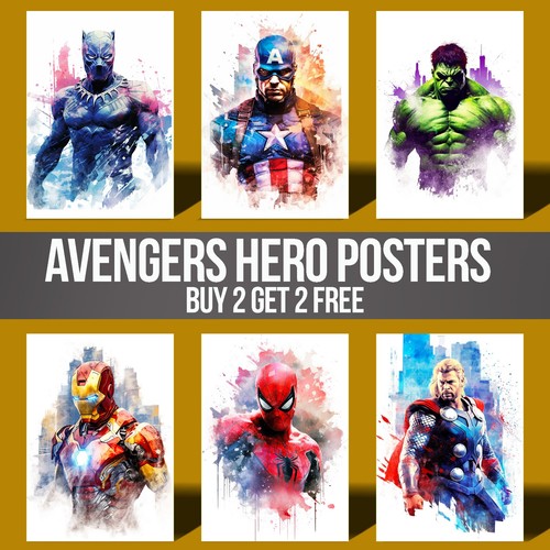 Marvel avengers mcu - marvel, watercolor
