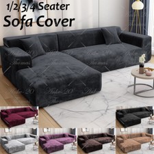 VELVET Elastic STRETCH SOFA COVERS Slipcover Protector Settee 1/2/3/4 Seater