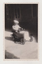 Cute Little Boy Kid Child Toy Pedal Car Quadracycle Antique Snapshot Old Photo