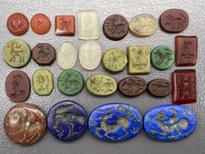 Sassanian Greek Roman Animals Intaglio 26 Vintage Mix Stone Signet Seals Lot