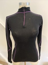 SUPERB LADIES TREK MATES 1/4 ZIP BLACK BASE LAYER TOP UK 12