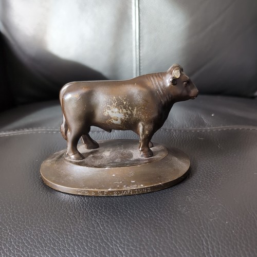 Vintage bronze horned bull - vintage,