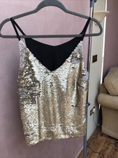 GORGEOUS  NWOT ZARA GOLD CREAM SEQUIN VEST TOP SIZE MEDIUM SEE PHOTOS NO TAGS