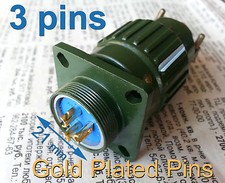 2 pcs Φ21mm 7/8'' Military Gold Plated Plug + Socket 3 pins Connector 500V 25A