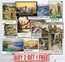 Vintage British Yorkshire Travel Railways LNER GWR LMS Train Posters A5/A4/A3