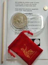 1oz Silver Krugerrand 999 Coin 2018 With Capsule Pouch and Test Magnet