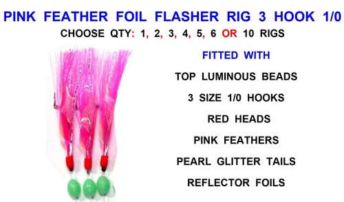 Pink feather foil flasher - feather, rig