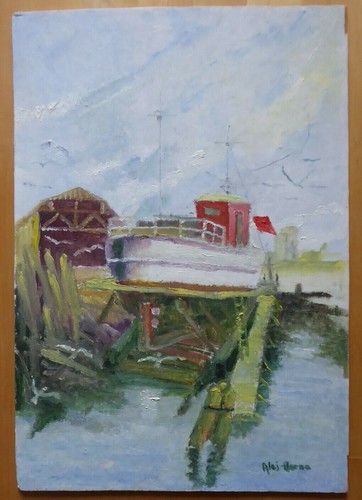 Old painting oil canvas - oil,