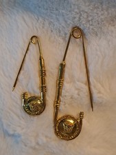 Versace Gold Tone Medusa Safety Pin Brooch Or Spare 5.5cm