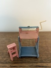 Vintage Dolls House Kitchen Laundry Furniture, Tudor Rose Mangle And Steps