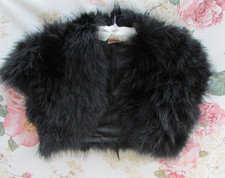 John Lewis Black MARABOU FEATHER Fur BRIDAL Shrug Jacket S 8/10  £95 Worn Once7