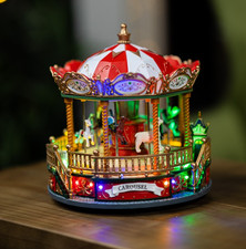 Christmas Carousel LED Decoration Light Up Musical Fairground Festive Ornament