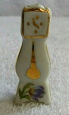 Dolls House Miniature. Limoges China. Long Case .Clock ,Floral.Gold Detail.