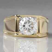 1.78 Ct Round Moissanite Men's  Engagement Wedding Ring In Solid 9k Yellow Gold
