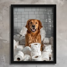 Funny Dog Bathroom Wall Art