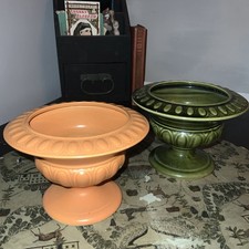 Vintage Mid Century Holkham Pottery Green Planter Urn / Mantle Vase England