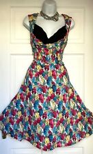 LINDY BOP 50s STYLE FLORAL PRINT OCCASION PARTY DRESS SIZE 16