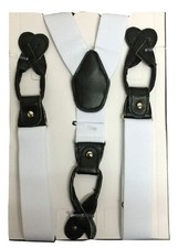 Unisex Suspenders Braces Faux Leather Button ON Strong 3.5 cm Wide UK