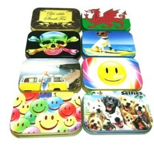 1 OZ HINGED METAL TOBACCO TIN CIGARETTE BACCY NOVILTY TOBACCO TINS