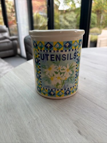 Vintage green utensil jar - tg,