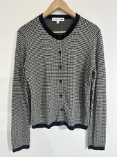 Uniqlo x Ines de la Fressange M  Cardigan 100% Cotton Black White Check Knit