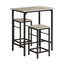 Industrial Breakfast Bar Table High Tall Stand Pub Wooden Kitchen With 2 Stools