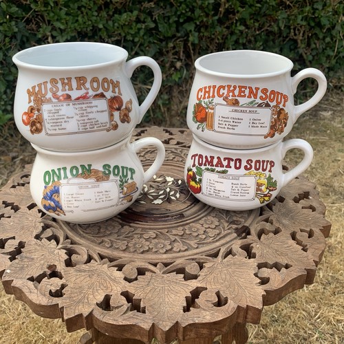 Vintage recipe soup mugs - 4,