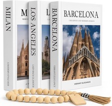 Decorative Coffee Table Book Set – 3 Neutral Hardcover Books with Blank Pages...