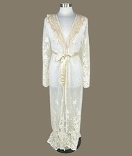 Claire Pettibone Bridal Couture Lingerie Gown Robe Cover Up S M Ivory Lace NEW