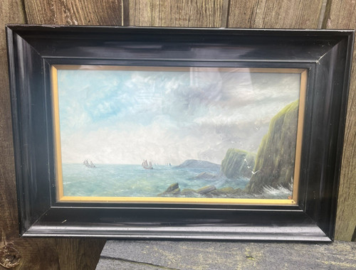 Antique cornish luggers oil - luggers,