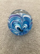BLUE WHITE SWIRLFlower pattern art glass Ball Beautiful art style 1.4kg