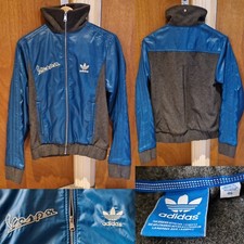 Rare Mens Adidas Vespa Vintage Retro Blue Grey Wool Jacket! Size 46/Small